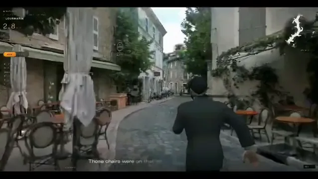 Still from the post: walking past a cafe terrace in Lourmarin